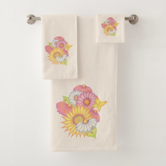 Sunflower Daisy Towel Set (Insitu)