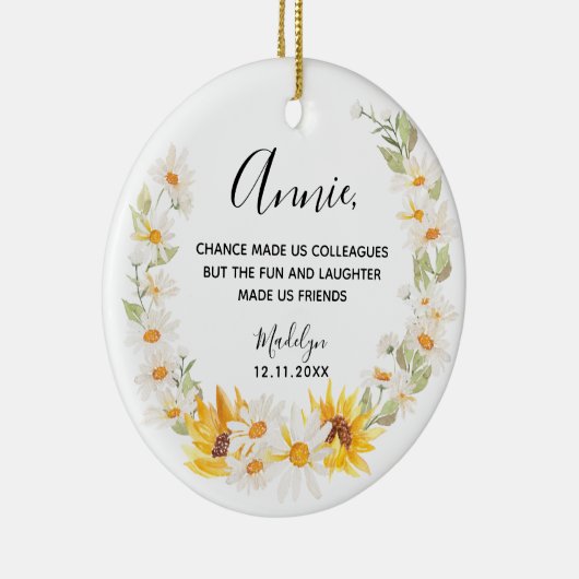 Sunflower & Daisy Wreath Kollegen Weihnachten Keramik Ornament (Rechts)