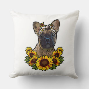 Sunflower Decor Frenchie For Dog Lover Mom Dog Dad Kissen