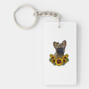 Sunflower Decor Frenchie For Dog Lover Mom Dog Dad Schlüsselanhänger