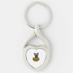 Sunflower Decor Frenchie For Dog Lover Mom Dog Dad Schlüsselanhänger