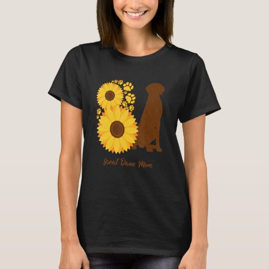 Sunflower Dog Mom - Great Dane T-Shirt (Vorderseite)