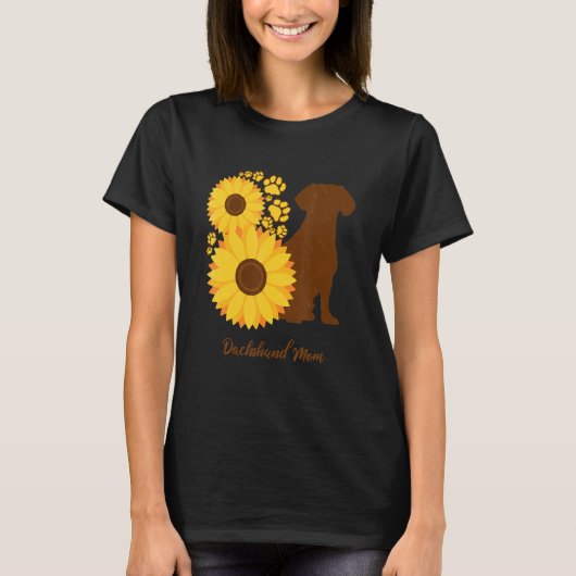 Sunflower Dog Mom - Wiener Sausage Dog Dachshund T-Shirt (Vorderseite)