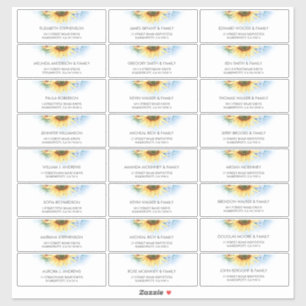 Sunflower Dusty Blue Guest Names Adressenmarken Aufkleber