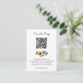Sunflower Dusty Blue Rustic Wedding QR Code UAWG Begleitkarte (Stehend Vorderseite)