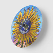 Sunflower Earth Art Runde Wanduhr (Winkel)