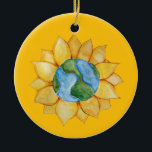 Sunflower Earth Day Sunny Summertime Earthy        Keramik Ornament<br><div class="desc">Sunflower Earth Day Sunny Summertime Earthy            watercolor</div>