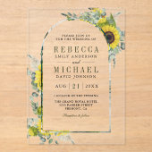 Sunflower Eucalyptus Arch Wedding Acryleinladungen (Vorderseite)