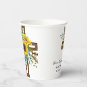 Sunflower & Eucalyptus Boho Cross Baptism Pappbecher (Links)