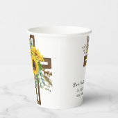 Sunflower & Eucalyptus Boho Cross Baptism Pappbecher (Rechts)