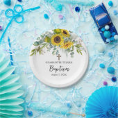 Sunflower & Eucalyptus Boho Cross Baptism Pappteller (Party)