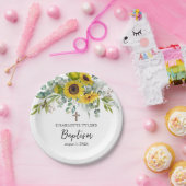 Sunflower & Eucalyptus Boho Cross Baptism Pappteller (Party)