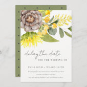 SUNFLOWER EUCALYPTUS FLORA WEDDING VERZÖGERN DAS D EINLADUNG (Vorne/Hinten)