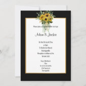 SUNFLOWER EUCALYPTUS GOLD TRIM ELEGANT WEDING BLK EINLADUNG (Vorderseite)
