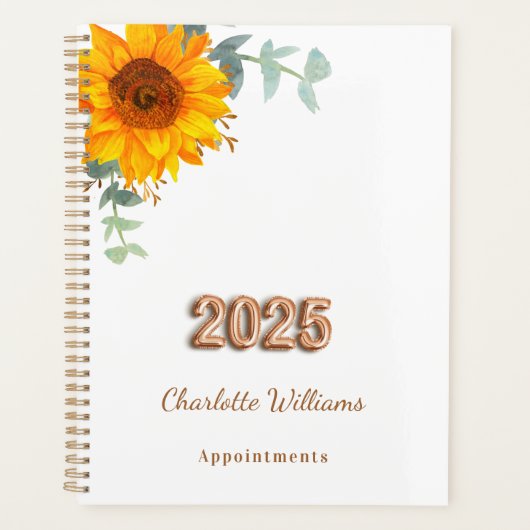 Sunflower eucalyptus greenery monogram 2022 planer (Vorderseite)