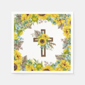 Sunflower Eucalyptus Palm Boho Cross Baptism Serviette (Vorderseite)