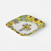 Sunflower Eucalyptus Palm Boho Square Baptism Pappteller (Gewinkelt)