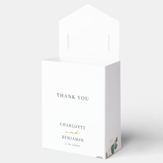 Sunflower Eucalyptus Script Floral Wedding Geschenkschachtel (Geöffnet)