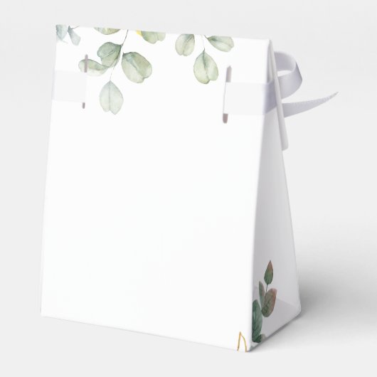 Sunflower Eucalyptus Script Floral Wedding Geschenkschachtel (Rückseite)