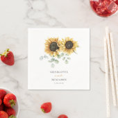 Sunflower Eucalyptus Script Floral Wedding Paper Serviette (Beispiel)