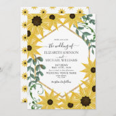 Sunflower Eucalyptus Watercolor Yellow Floral Einladung (Vorne/Hinten)