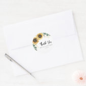 Sunflower Eucalyptus Wedding Script Vielen Dank Runder Aufkleber (Umschlag)