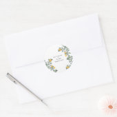Sunflower & Eukalyptus Names Wedding Vielen Dank Runder Aufkleber (Umschlag)