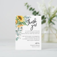 Sunflower Eukalyptus Vielen Dank Empfang Card