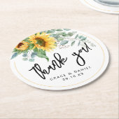 Sunflower Eukalyptus Vielen Dank Gastgeschenk Hoch Runder Pappuntersetzer (Angewinkelt)
