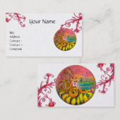 SUNFLOWER FAIRE, Lila Rote Schnörkel Weiße Perle Visitenkarte (Vorne/Hinten)