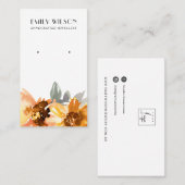 SUNFLOWER FALL AUTUMN STUD EARRING DISPLAD VISITENKARTE (Vorne/Hinten)