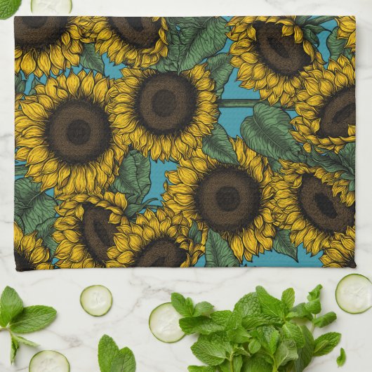 Sunflower field geschirrtuch (Gefaltet)