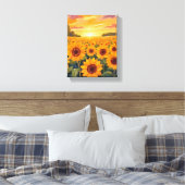 Sunflower Field Sunset Landscape Painting Leinwanddruck (Insitu (Schlafzimmer))