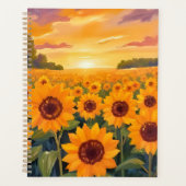 Sunflower Field Sunset Landscape Painting Planer (Vorderseite)