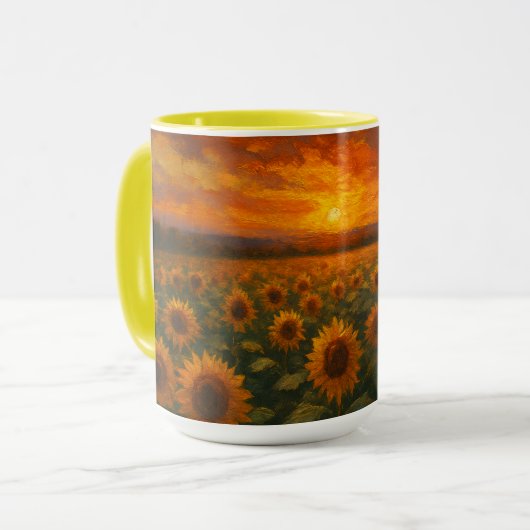 Sunflower Field Sunset Tasse (Vorderseite Links)