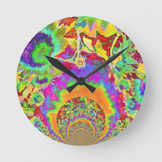 Sunflower Fields Forever - orange Runde Wanduhr (Vorderseite)