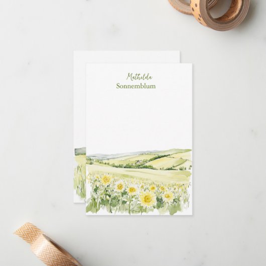 Sunflower Fields Landscape Mitteilungskarte (Vorderseite/Rückseite Beispiel)