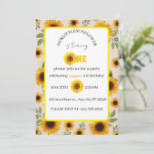 Sunflower First Birthday Invitation Our Little Sun Einladung (Stehend Vorderseite)