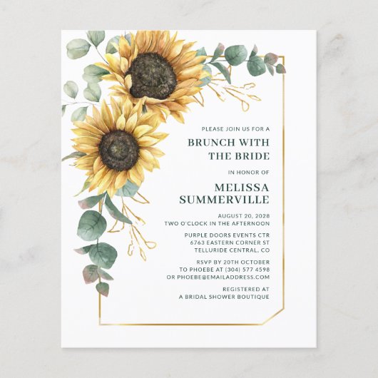 Sunflower Floral Bridal Shower Invitation (Vorderseite)