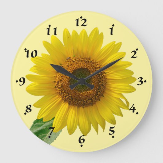 Sunflower Floral Clock Große Wanduhr (Vorderseite)