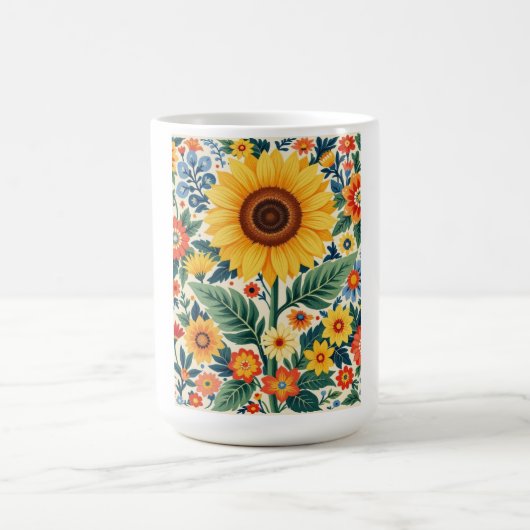 Sunflower floral mug kaffeetasse (Mittel)
