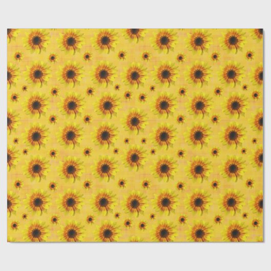Sunflower Floral Rustic Country Wrapping Paper Geschenkpapier (Flach)