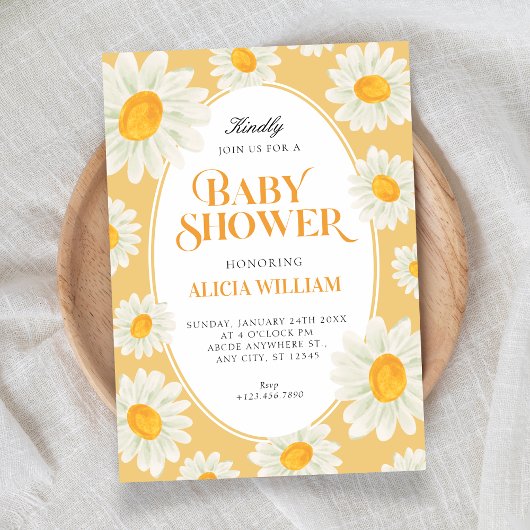 Sunflower Floral seamless pattern baby shower Einladung