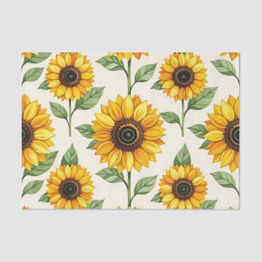 Sunflower Floral Seamless Pattern Bright Yellow Seidenpapier (Vorderseite)