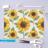 Sunflower Floral Seamless Pattern Bright Yellow Seidenpapier (Handwerk)