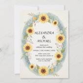 Sunflower Floral Watercolor Wedding Invite Einladung (Vorderseite)