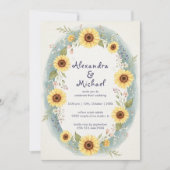 Sunflower Floral Watercolor Wedding Invite Einladung (Vorderseite)
