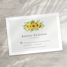 Sunflower Floral Wedding RSVP Card