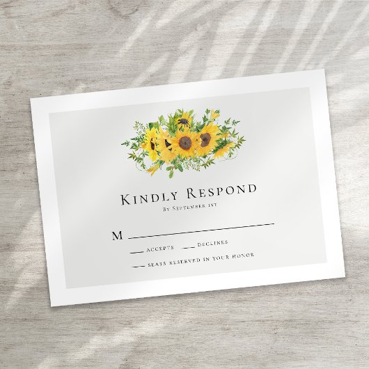 Sunflower Floral Wedding RSVP Card Karte
