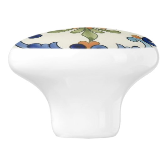 Sunflower Flower Mediterranean Blue Orange Cream Keramikknauf (Seitenansicht)